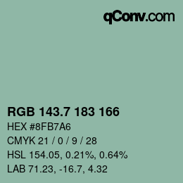 カラーコード: RGB 143.7 183 166 | qconv.com