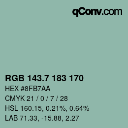 カラーコード: RGB 143.7 183 170 | qconv.com