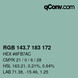 カラーコード: RGB 143.7 183 172 | qconv.com