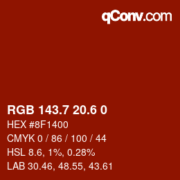 カラーコード: RGB 143.7 20.6 0 | qconv.com
