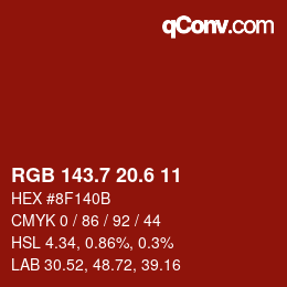 カラーコード: RGB 143.7 20.6 11 | qconv.com