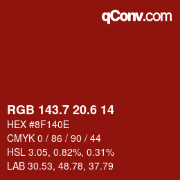 カラーコード: RGB 143.7 20.6 14 | qconv.com