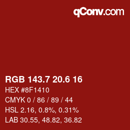 カラーコード: RGB 143.7 20.6 16 | qconv.com