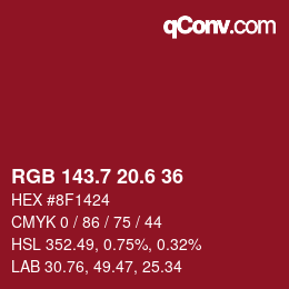 カラーコード: RGB 143.7 20.6 36 | qconv.com