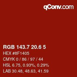 カラーコード: RGB 143.7 20.6 5 | qconv.com