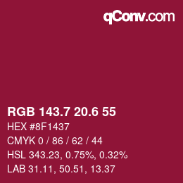 カラーコード: RGB 143.7 20.6 55 | qconv.com