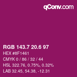 カラーコード: RGB 143.7 20.6 97 | qconv.com