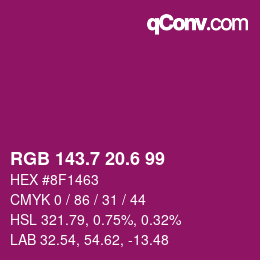 カラーコード: RGB 143.7 20.6 99 | qconv.com