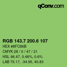 カラーコード: RGB 143.7 200.6 107 | qconv.com
