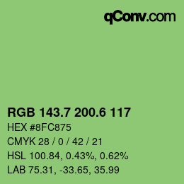 カラーコード: RGB 143.7 200.6 117 | qconv.com
