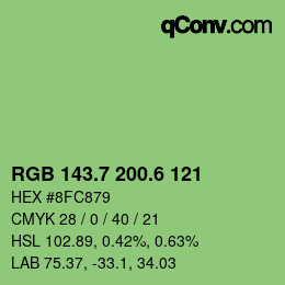 カラーコード: RGB 143.7 200.6 121 | qconv.com