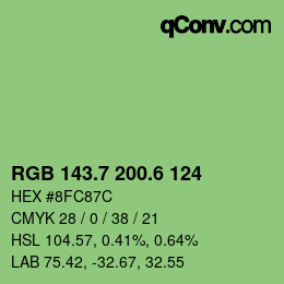 カラーコード: RGB 143.7 200.6 124 | qconv.com