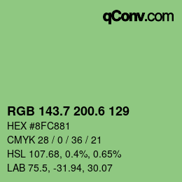 カラーコード: RGB 143.7 200.6 129 | qconv.com