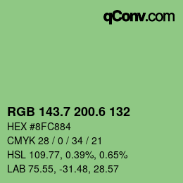 カラーコード: RGB 143.7 200.6 132 | qconv.com