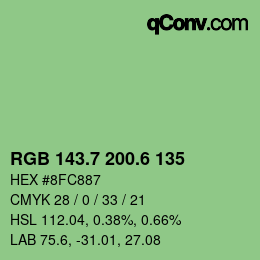 カラーコード: RGB 143.7 200.6 135 | qconv.com