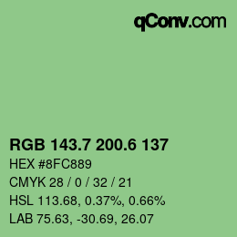 カラーコード: RGB 143.7 200.6 137 | qconv.com
