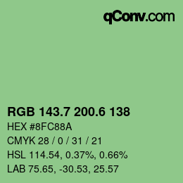 カラーコード: RGB 143.7 200.6 138 | qconv.com