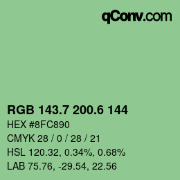 カラーコード: RGB 143.7 200.6 144 | qconv.com