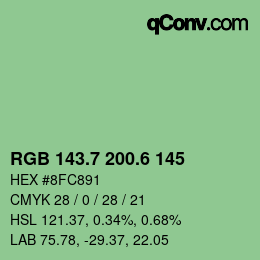 カラーコード: RGB 143.7 200.6 145 | qconv.com