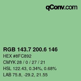 カラーコード: RGB 143.7 200.6 146 | qconv.com