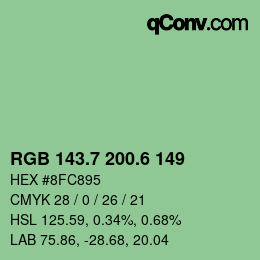 カラーコード: RGB 143.7 200.6 149 | qconv.com