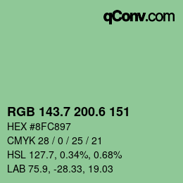 カラーコード: RGB 143.7 200.6 151 | qconv.com