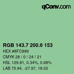 カラーコード: RGB 143.7 200.6 153 | qconv.com
