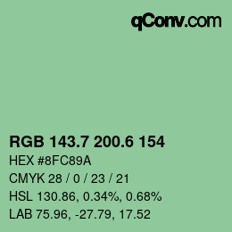 カラーコード: RGB 143.7 200.6 154 | qconv.com