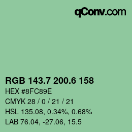 カラーコード: RGB 143.7 200.6 158 | qconv.com