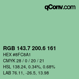 カラーコード: RGB 143.7 200.6 161 | qconv.com