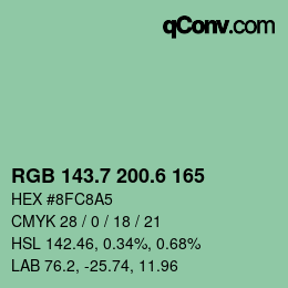 カラーコード: RGB 143.7 200.6 165 | qconv.com