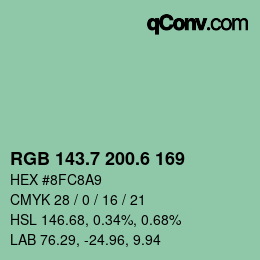 カラーコード: RGB 143.7 200.6 169 | qconv.com