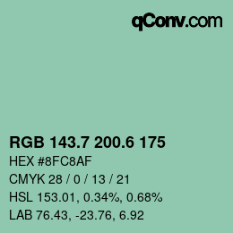 カラーコード: RGB 143.7 200.6 175 | qconv.com