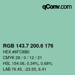 カラーコード: RGB 143.7 200.6 176 | qconv.com