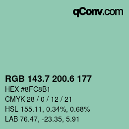 カラーコード: RGB 143.7 200.6 177 | qconv.com