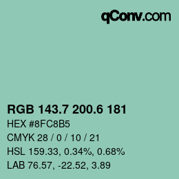 カラーコード: RGB 143.7 200.6 181 | qconv.com