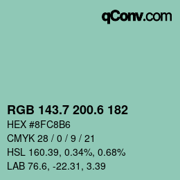 カラーコード: RGB 143.7 200.6 182 | qconv.com
