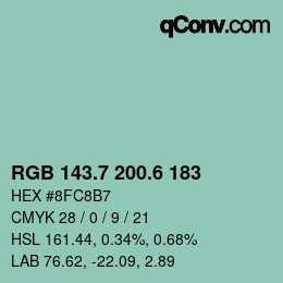 カラーコード: RGB 143.7 200.6 183 | qconv.com