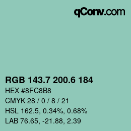 カラーコード: RGB 143.7 200.6 184 | qconv.com
