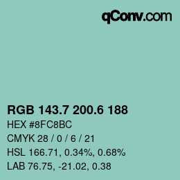 カラーコード: RGB 143.7 200.6 188 | qconv.com