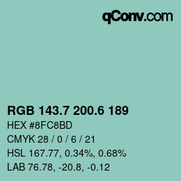 カラーコード: RGB 143.7 200.6 189 | qconv.com
