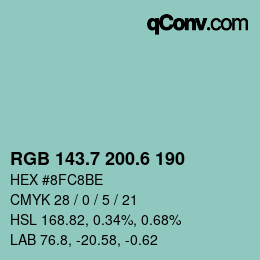 カラーコード: RGB 143.7 200.6 190 | qconv.com
