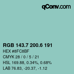 カラーコード: RGB 143.7 200.6 191 | qconv.com