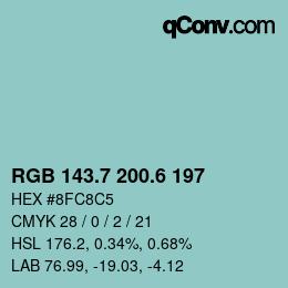 カラーコード: RGB 143.7 200.6 197 | qconv.com