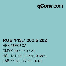 カラーコード: RGB 143.7 200.6 202 | qconv.com