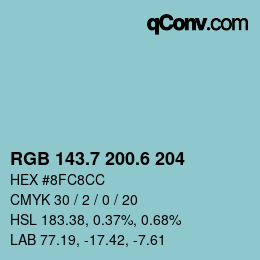 カラーコード: RGB 143.7 200.6 204 | qconv.com