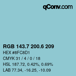 カラーコード: RGB 143.7 200.6 209 | qconv.com
