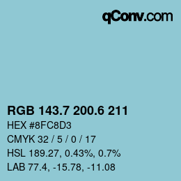 カラーコード: RGB 143.7 200.6 211 | qconv.com