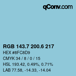 カラーコード: RGB 143.7 200.6 217 | qconv.com