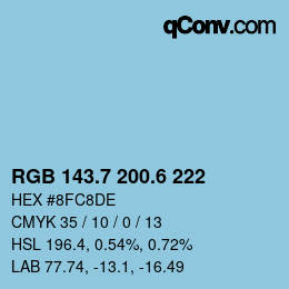 カラーコード: RGB 143.7 200.6 222 | qconv.com